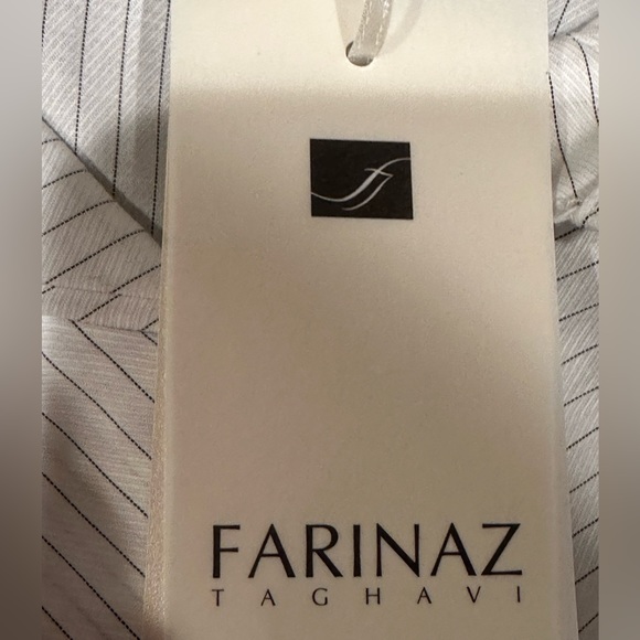 Farinaz Taghavi Mother Pearl Hidden Button Down Collared Extra Long Cuffs Sz 14 - Picture 11 of 16